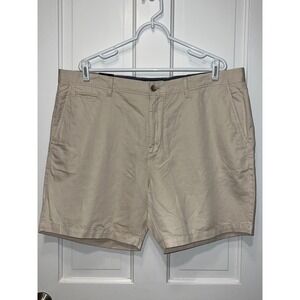 NWT Johnnie-O Mens Tan Cotton Linen Blend Flat Front Shorts Size 40
